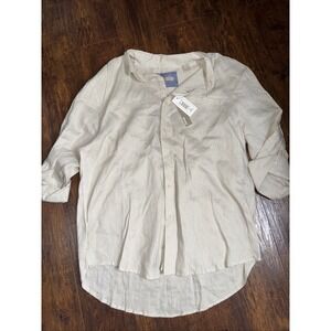 Bruno shirt Mens XL Beige Linen Blend long sleeve button‎ up NWT